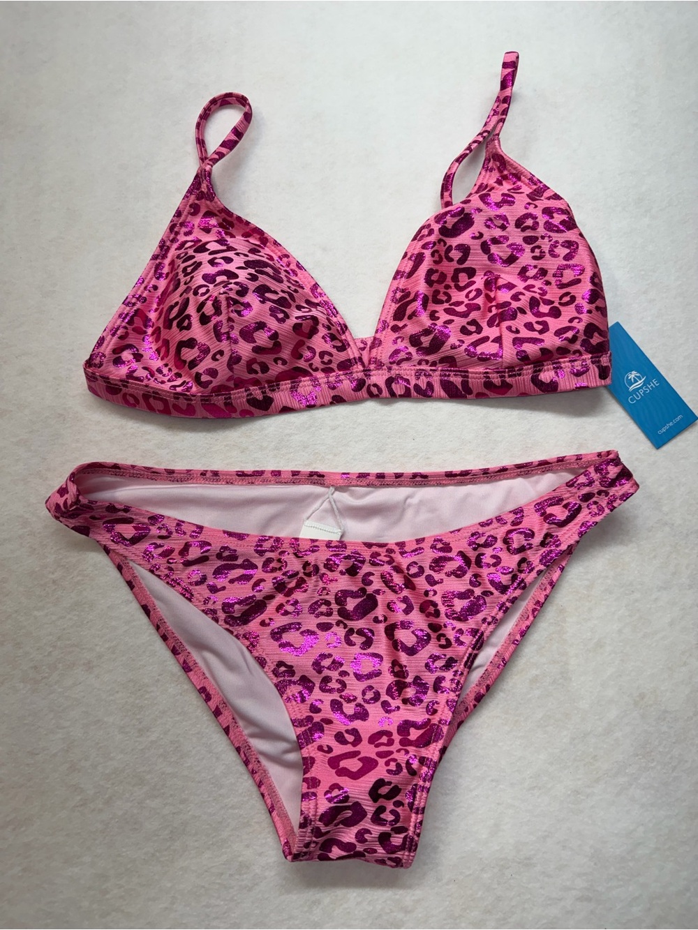 Cupshe Hot Pink Leopard Print Bikini Set